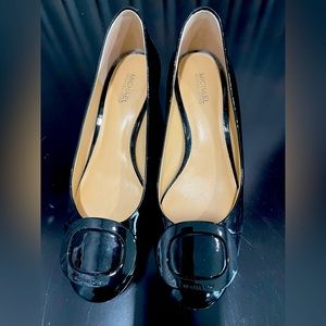 Michael Kors black patent block heel shoe